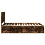 Bed Frame Smoked Oak 140 x 190 cm Solid Pine Wood 3411014