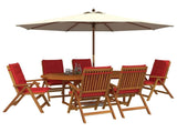7-Piece Garden Dining Set Natural Solid Acacia Wood 3434492