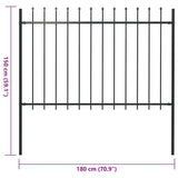 Garden Fence with Spear Top Steel 181x150 cm Black 144927