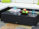 4-Seater Rattan Sofa Set Set Garden Outdoor Sectional Sofa Coffee Table Metal Frame w/Cushion T3398P315933