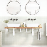 Basin Shelf Wall Mounted Steel and Solid Wood Acacia 3302702