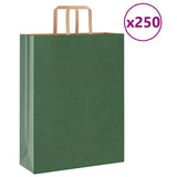 Paper Bags 250 pcs with Handles Green 32x12x42 cm 4101956