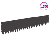 Lawn Edging 30 pcs 103 x 20 cm Steel Black 8008373
