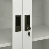 Office Cabinet Light grey Steel, tempered glass 90x40x180 cm 335947