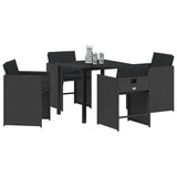 Garden Dining Set 5 pcs Black Poly Rattan 3380689