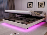 4ft6 Double Floating Bed Frame with Hydraulic Under-bed Storage & Smart RGB LED Lights, No Headboard N652P422490W
