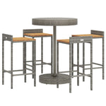 5 Piece Garden Bar Set Grey Poly Rattan&Solid Wood Acacia 3187717