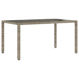 Garden Table with Glass Top Grey 150x90x75 cm Poly Rattan 365532