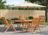 Outdoor Dining Set with Parasol 6 pcs Cream White and Natural 3438541