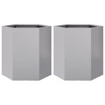 ZNTS Garden Planter 2 pcs Hexagon 46x40x45 cm Galvanized Steel 851119