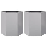 ZNTS Garden Planter 2 pcs Hexagon 46x40x45 cm Galvanized Steel 851119