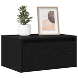 Wall-mounted Bedside Cabinet with LED Lights Black Oak 860213