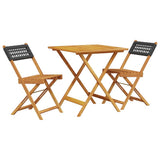 Bistro Set Black Solid acacia wood Compact Foldable Bistro Set 3281862
