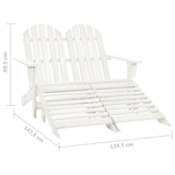2-Seater Garden Adirondack Chair&Ottoman Fir Wood White 315909