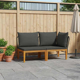 2 pcs Garden Lounge Set with Cushions Solid Acacia Wood & Rope 42022072