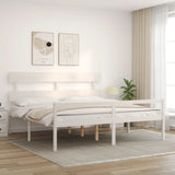 Senior Bed without Mattress White 200x200 cm Solid Wood 3195372