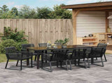 Garden Dining Set 9 pcs Black Powder-Coated Steel 3379316