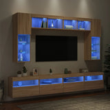 8 Piece TV Wall Cabinet Set with LED Lights Sonoma Oak 3216766