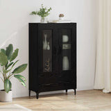 Highboard Black Oak 70 x 31 x 115 cm Engineered Wood and Iron 880862
