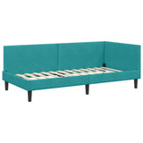 Corner Bed Frame Turquoise 100 cm x 200 cm Velvet 42016244