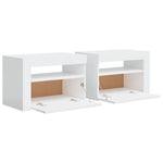 ZNTS Bedside Cabinets 2 pcs with LEDs High Gloss White 60x35x40 cm 3080740