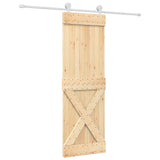 Sliding Door Natural and White 70 x 210 cm Solid Pine Wood 3445038