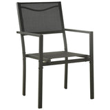 3 Piece Garden Dining Set Black Steel and Textilene 3200718