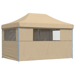 ZNTS Foldable Party Tent Pop-Up with 4 Sidewalls Beige 4005023