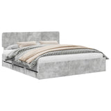 Bed Frame Concrete Grey 200 x 200 cm Engineered Wood 3412153