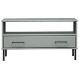 Coffee Table with Metal Legs Grey 85x50x45 cm Solid Wood OSLO 351034