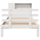 ZNTS Bookcase Bed without Mattress White 100x200cm Solid Wood Pine 3322736