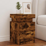 Bedside Cabinet with LED Lights Smoked Oak 35x39x55 cm 836757