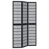Room Divider 3 Panels Black Solid Wood Paulownia 358767
