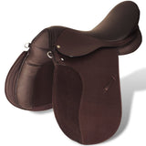 Horse Riding Saddle Set 17.5" Real Leather Brown 18 cm 90648