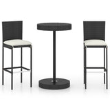 Garden Bar Set Black PE Rattan, Powder-Coated Steel Standard 3095445