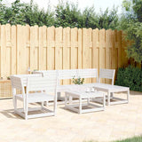 5 Piece Garden Lounge Set White Solid Wood Pine 3216916