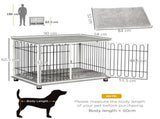 Indoor Dog Crate Furniture, Side End Table, with Soft Washable Cushion, Lockable Doors, for Small T3398P376390