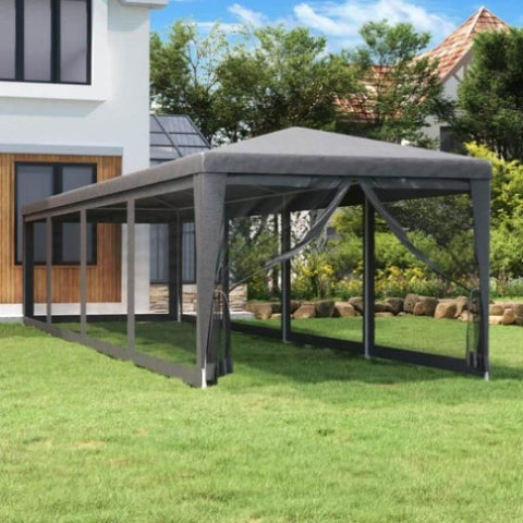 ZNTS Party Tent with 10 Mesh Sidewalls Anthracite 3x12 m HDPE 319249