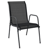 9 Piece Garden Dining Set Black Steel and Textilene 3200681