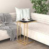 Computer Side Table Black Marble 50x35x65 cm Tempered Glass 331647