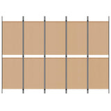 5-Panel Room Divider Beige 250 x 180 cm Fabric 42039217