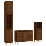ZNTS 3 Piece Bathroom Furniture Set Brown Oak Engineered Wood 3185604