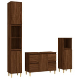 ZNTS 3 Piece Bathroom Furniture Set Brown Oak Engineered Wood 3185604