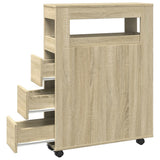 Narrow Bathroom Cabinet with Wheels Sonoma Oak Engineered Wood 855270