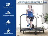 48" Foldable Mini Fitness Trampoline, with Adjustable Foam Handle, Blue T3398P349140