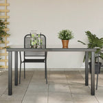 Garden Table Black 150x90x74 cm Aluminium and Glass 42788