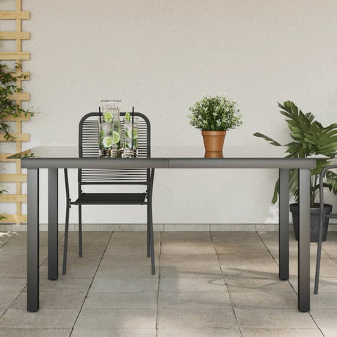Garden Table Black 150x90x74 cm Aluminium and Glass 42788