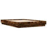 Bed Frame with LED without Mattress Smoked Oak 160x200 cm 3209783