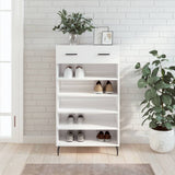 Shoe Cabinet High Gloss White 60x35x105 cm Engineered Wood 829630