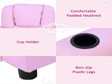 Kids Recliner Chair, PU Leather with Adjustable Backrest, Footrest, Padded Headrest, Pink T3398P348591